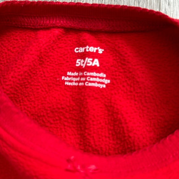 Carter's 2-Piece Girls Snowman Red Shirt w/Black & White Fleece Pajama Set Sz 5T - Picture 6 of 10